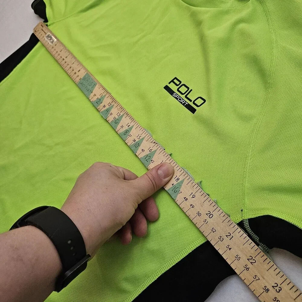 POLO SPORT Ralph Lauren Sz L Performance Shirt Rescue Green Crewneck Logo Y2K
